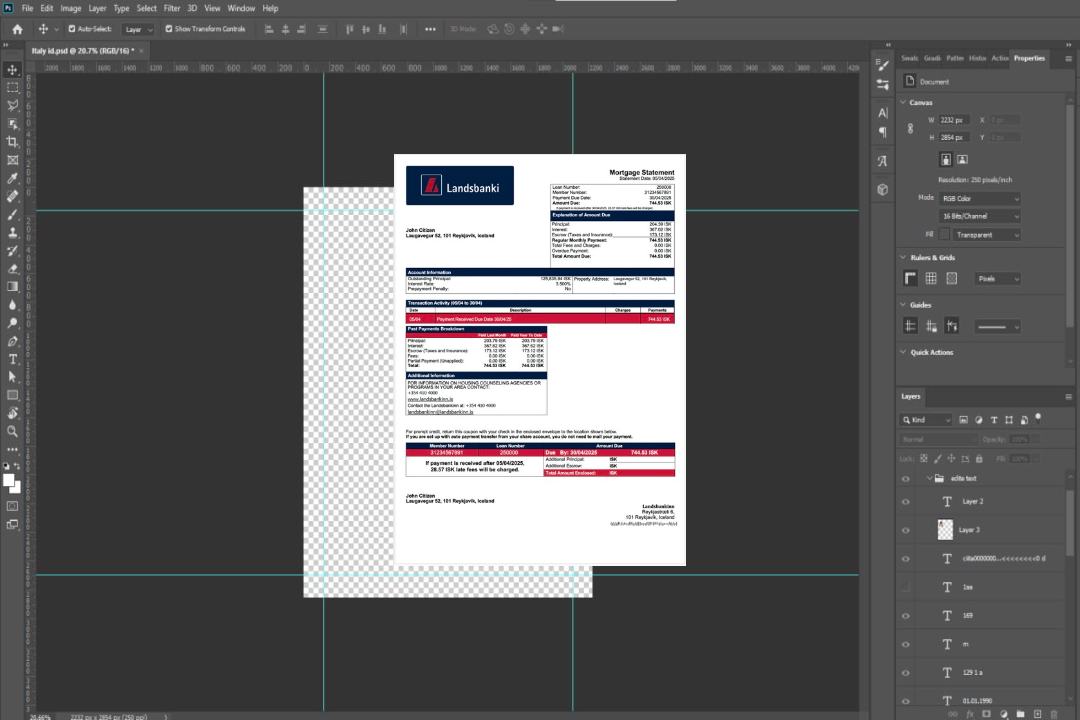 Modèle Word et PDF de relevé hypothécaire de Landsbankinn en Islande template Modèle Word et PDF de relevé hypothécaire de Landsbankinn en Islande template